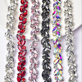 Custom Colors Precious Glass Rhinestone Chain Trim for Clothes/shoes/bags Accessories