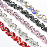 Custom Colors Precious Glass Rhinestone Chain Trim for Clothes/shoes/bags Accessories