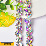 Custom Colors Precious Glass Rhinestone Chain Trim for Clothes/shoes/bags Accessories