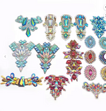 {2026 NEW}HaiTrimNYC multicolour gel-back rhinestone appliqué patch featuring iridescent crystal stones in various shapes and colors