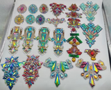 {2026 NEW}HaiTrimNYC multicolour gel-back rhinestone appliqué patch featuring iridescent crystal stones in various shapes and colors