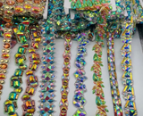 {2026 NEW}HaiTrimNYC multicolour gel-back rhinestone appliqué patch featuring iridescent crystal stones in various shapes and colors