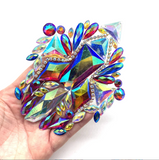 {2026 NEW}HaiTrimNYC multicolour gel-back rhinestone appliqué patch featuring iridescent crystal stones in various shapes and colors