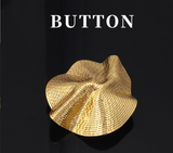 {2026 NEW} Oversized pleated gold-toned metal buttons