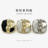 {2026 NEW} irregular two-tone metal and marbled enamel shank buttons