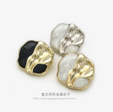 {2026 NEW} irregular two-tone metal and marbled enamel shank buttons
