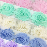 {2026 NEW}3D Fabric Rosette Flower Trim – Shabby Chic Chiffon Rose Ribbon