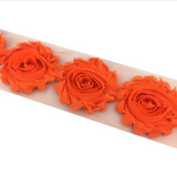{2026 NEW}3D Fabric Rosette Flower Trim – Shabby Chic Chiffon Rose Ribbon