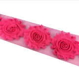 {2026 NEW}3D Fabric Rosette Flower Trim – Shabby Chic Chiffon Rose Ribbon