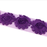 {2026 NEW}3D Fabric Rosette Flower Trim – Shabby Chic Chiffon Rose Ribbon