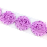 {2026 NEW}3D Fabric Rosette Flower Trim – Shabby Chic Chiffon Rose Ribbon