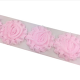 {2026 NEW}3D Fabric Rosette Flower Trim – Shabby Chic Chiffon Rose Ribbon