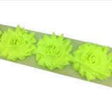 {2026 NEW}3D Fabric Rosette Flower Trim – Shabby Chic Chiffon Rose Ribbon