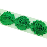 {2026 NEW}3D Fabric Rosette Flower Trim – Shabby Chic Chiffon Rose Ribbon