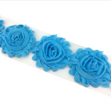 {2026 NEW}3D Fabric Rosette Flower Trim – Shabby Chic Chiffon Rose Ribbon