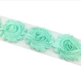{2026 NEW}3D Fabric Rosette Flower Trim – Shabby Chic Chiffon Rose Ribbon