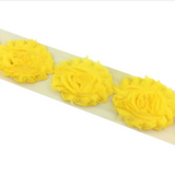 {2026 NEW}3D Fabric Rosette Flower Trim – Shabby Chic Chiffon Rose Ribbon