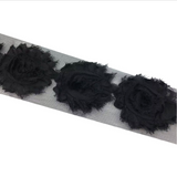 {2026 NEW}3D Fabric Rosette Flower Trim – Shabby Chic Chiffon Rose Ribbon
