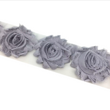 {2026 NEW}3D Fabric Rosette Flower Trim – Shabby Chic Chiffon Rose Ribbon