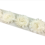 {2026 NEW}3D Fabric Rosette Flower Trim – Shabby Chic Chiffon Rose Ribbon