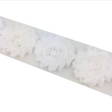 {2026 NEW}3D Fabric Rosette Flower Trim – Shabby Chic Chiffon Rose Ribbon