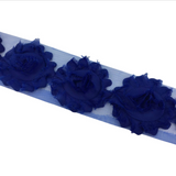 {2026 NEW}3D Fabric Rosette Flower Trim – Shabby Chic Chiffon Rose Ribbon