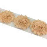 {2026 NEW}3D Fabric Rosette Flower Trim – Shabby Chic Chiffon Rose Ribbon