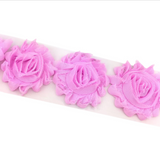 {2026 NEW}3D Fabric Rosette Flower Trim – Shabby Chic Chiffon Rose Ribbon