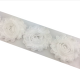 {2026 NEW}3D Fabric Rosette Flower Trim – Shabby Chic Chiffon Rose Ribbon