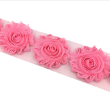 {2026 NEW}3D Fabric Rosette Flower Trim – Shabby Chic Chiffon Rose Ribbon