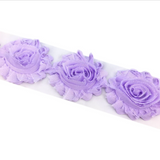 {2026 NEW}3D Fabric Rosette Flower Trim – Shabby Chic Chiffon Rose Ribbon