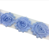 {2026 NEW}3D Fabric Rosette Flower Trim – Shabby Chic Chiffon Rose Ribbon
