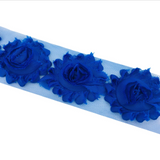 {2026 NEW}3D Fabric Rosette Flower Trim – Shabby Chic Chiffon Rose Ribbon