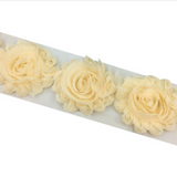 {2026 NEW}3D Fabric Rosette Flower Trim – Shabby Chic Chiffon Rose Ribbon