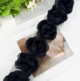 {2026 NEW} Colorful 3D chiffon rose flower lace edge trim