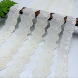 {2026 NEW}Cotton eyelet lace trim with a floral embroidered pattern