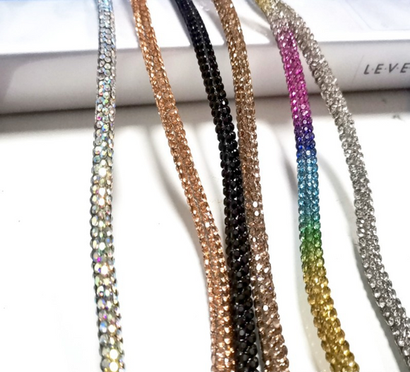 NEW - Diamond Cotton Rope Half Round Rhinestone Cord Drawstring Trimming for Shoes Clothes Crystal Lace Decoration