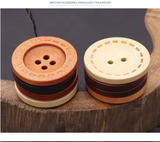 Wooden button with contrast stitching