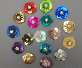 Brooch badge Craft decorative Party Crystal Sequins Beaded Colorful Flower Applique