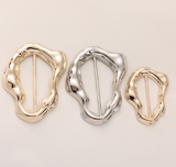NEW-Hammered odd metal ring buckle