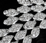 Rhodium Plated Clear Swarovski Sculptured 'Peacock' Crystal Side Hair Comb