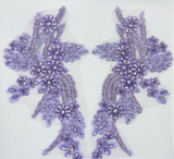 Sew on Heavy Luxury Glass Rhinestone Embroidered Flower Applique on mesh