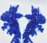 Sew on Heavy Luxury Glass Rhinestone Embroidered Flower Applique on mesh