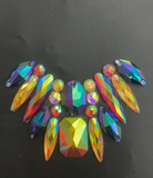 {2026 NEW}HaiTrimNYC multicolour gel-back rhinestone appliqué patch featuring iridescent crystal stones in various shapes and colors