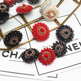 Three-dimensional beaded flower shank buttons