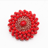 Three-dimensional beaded flower shank buttons