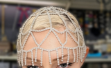 {2026 NEW}Rhinestone Mesh Headpiece Cap Silver Roaring 20s Crystal Flapper Head Chai