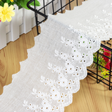 {2026 NEW}Cotton Broderie Anglaise lace trim with a floral embroidered pattern