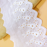 {2026 NEW}Cotton Broderie Anglaise lace trim with a floral embroidered pattern