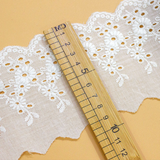 {2026 NEW}Cotton Broderie Anglaise lace trim with a floral embroidered pattern
